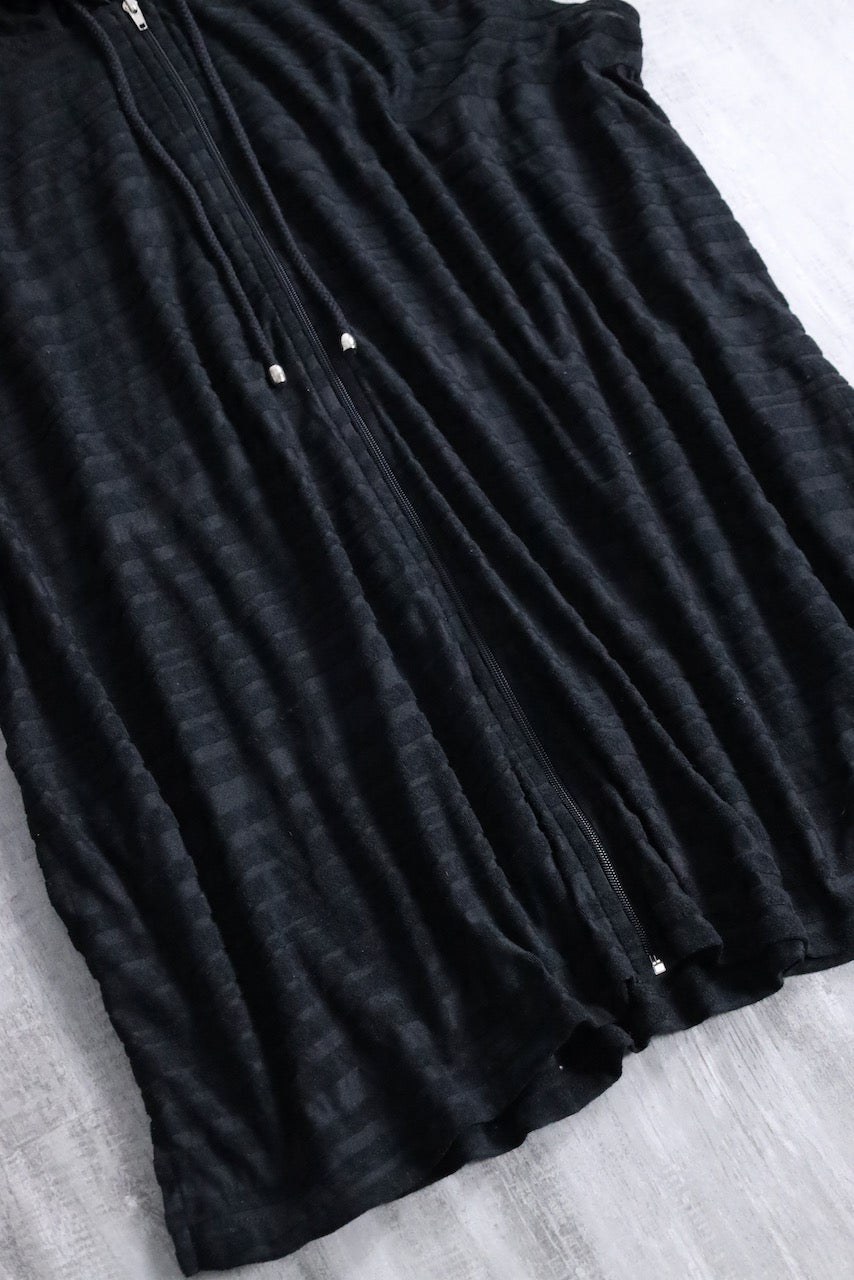 long zip knit vest hoodie black