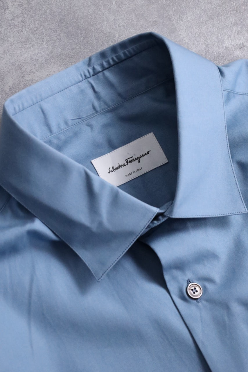 ferragamo one point design shirt blue