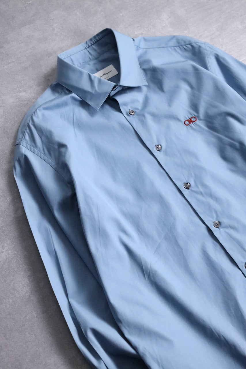 ferragamo one point design shirt blue