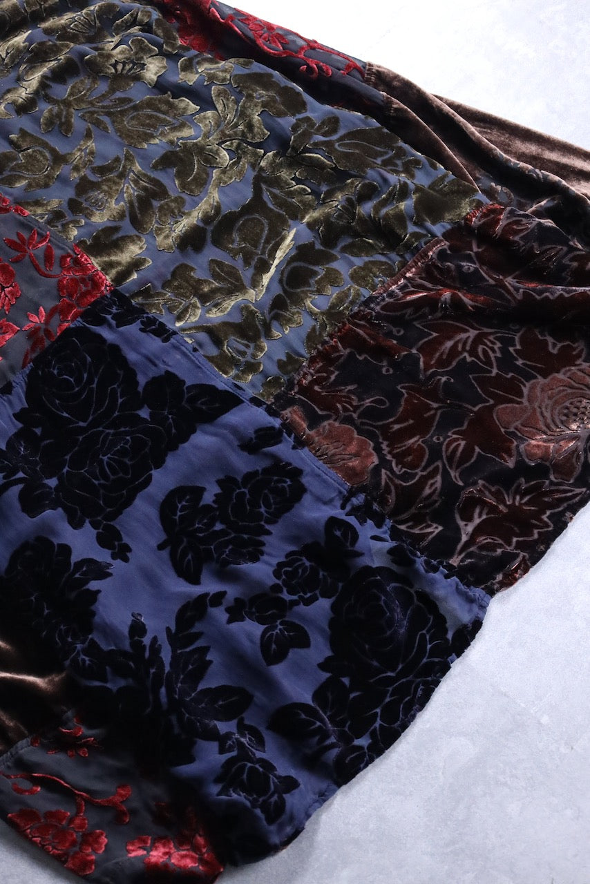 CHICO'S DESIGN flower velours sheer shirt multicolor