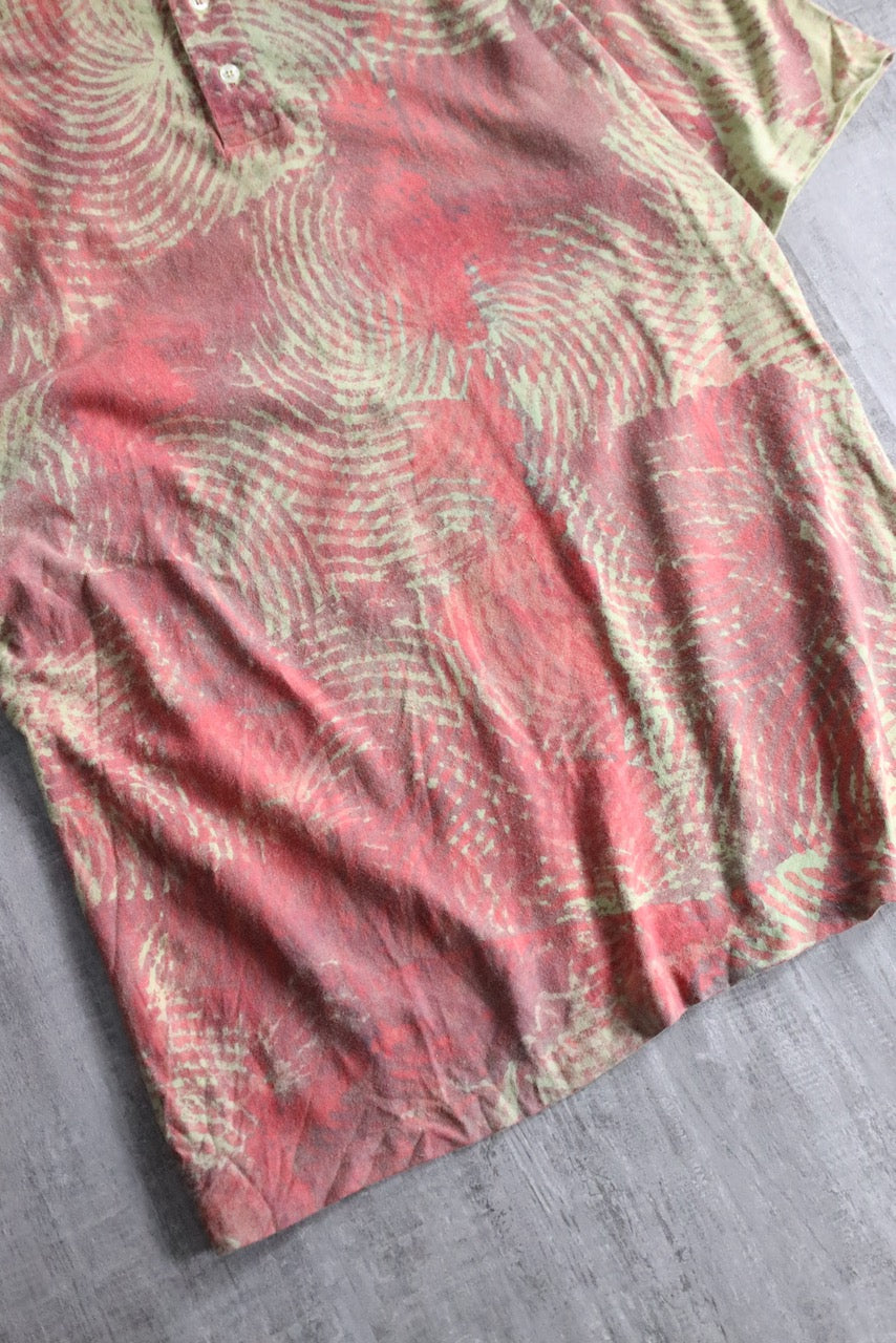 90's tie dye henry neck tee pink-beige