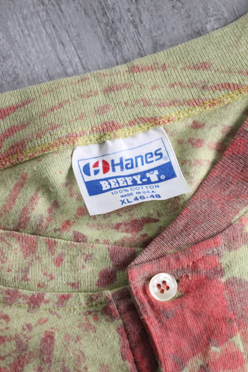 90's tie dye henry neck tee pink-beige