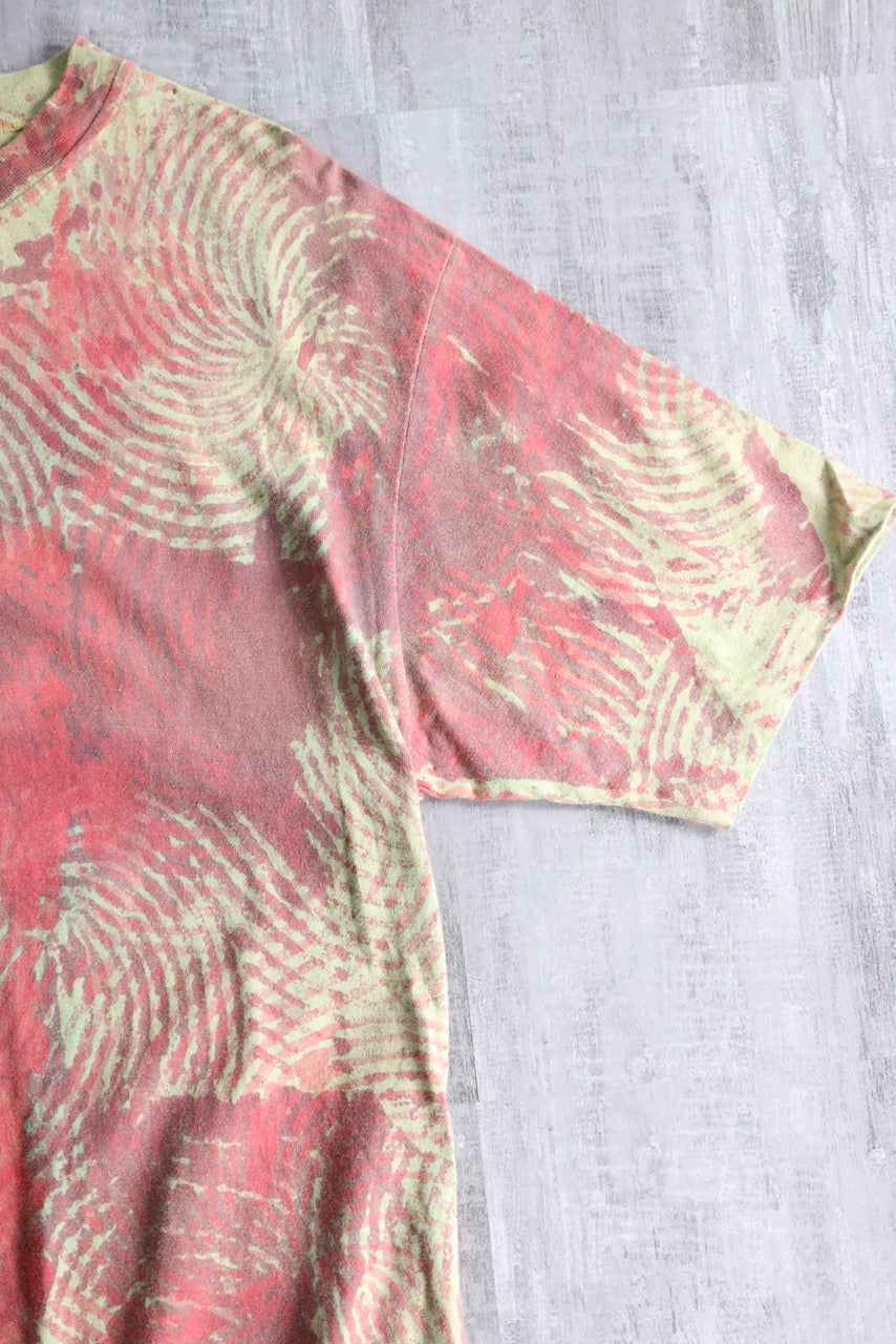 90's tie dye henry neck tee pink-beige