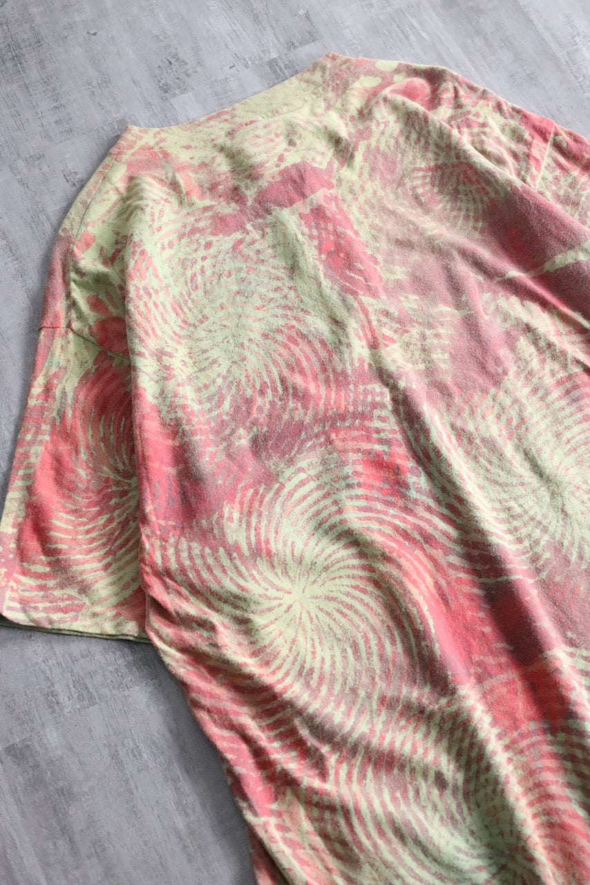 90's tie dye henry neck tee pink-beige