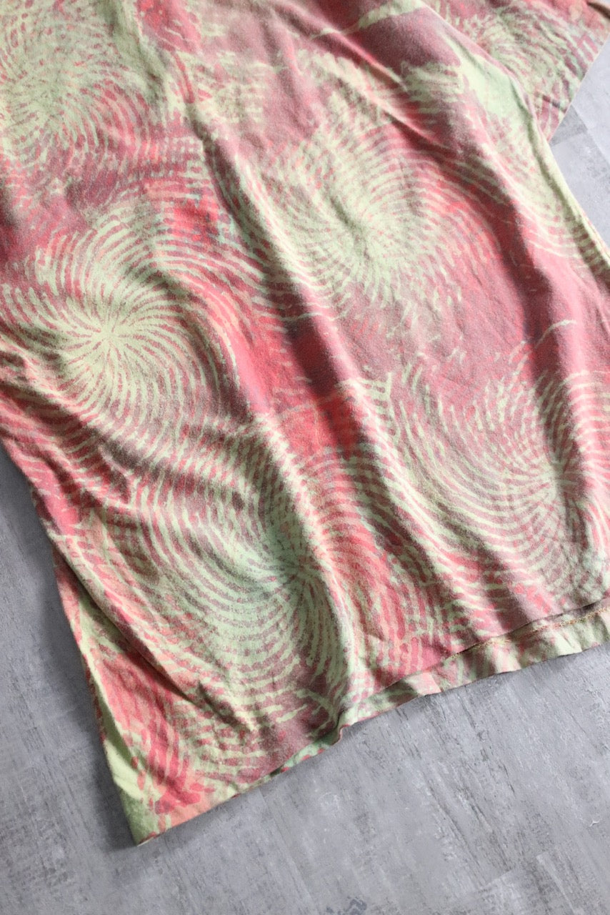 90's tie dye henry neck tee pink-beige