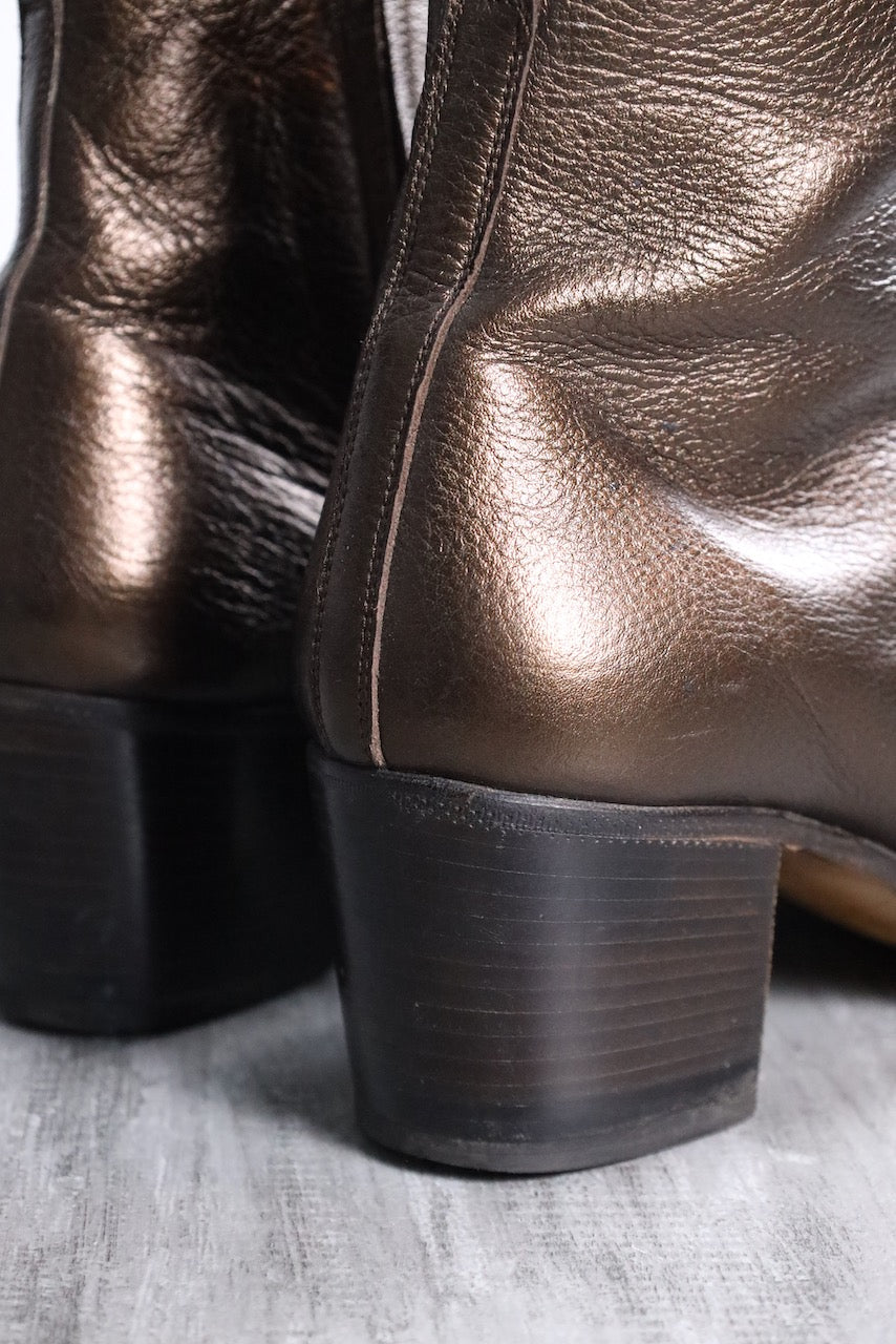 YSL leather johnny boots gold