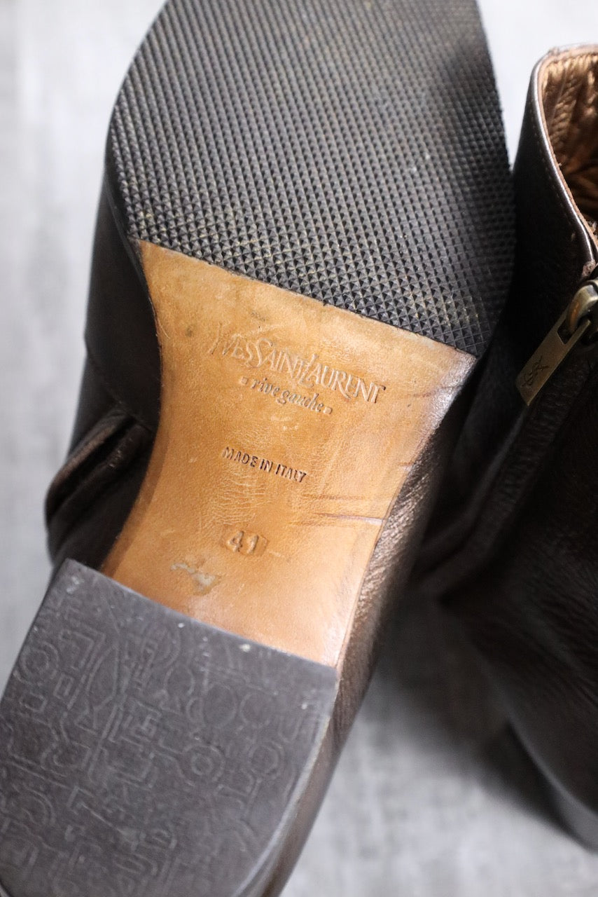 YSL leather johnny boots gold