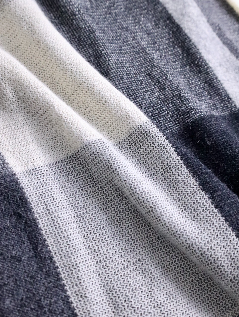 Y's alpaka wool block check skirt gray-black-white