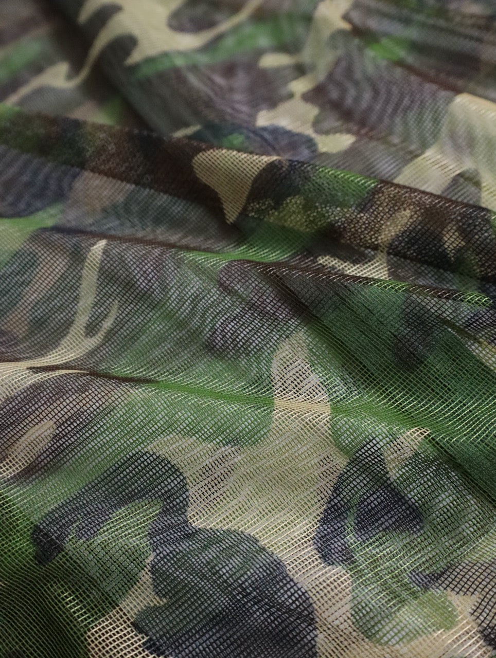 woodland camo nylon mesh zip-up parker L/S green