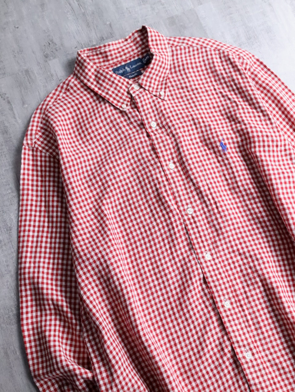 Ralph Lauren linen gingham check shirt red-white