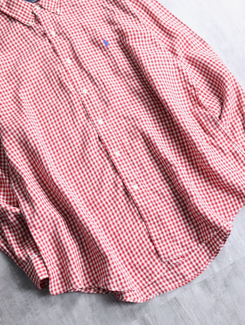 Ralph Lauren linen gingham check shirt red-white
