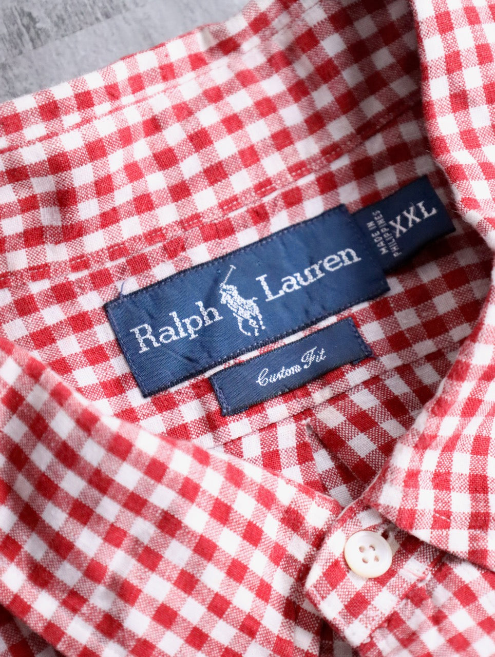 Ralph Lauren linen gingham check shirt red-white