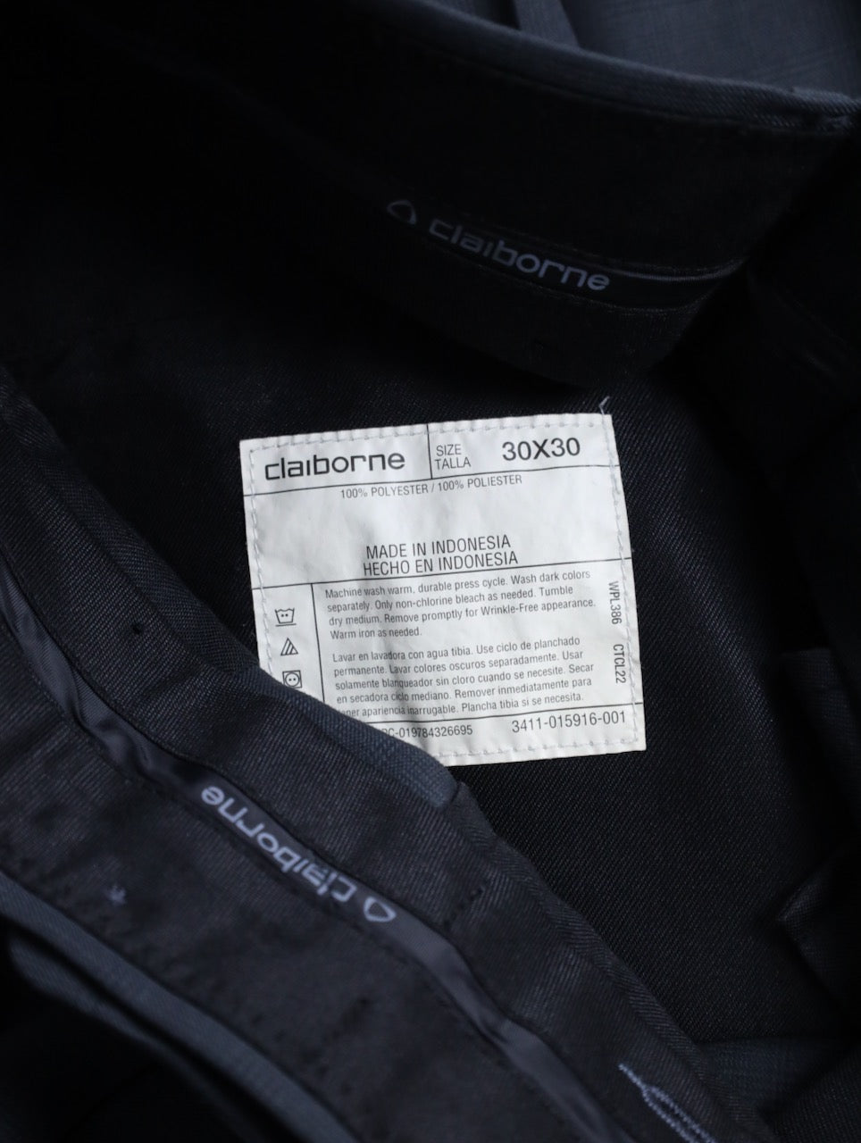 claiborne 2tuck check slacks darkgray