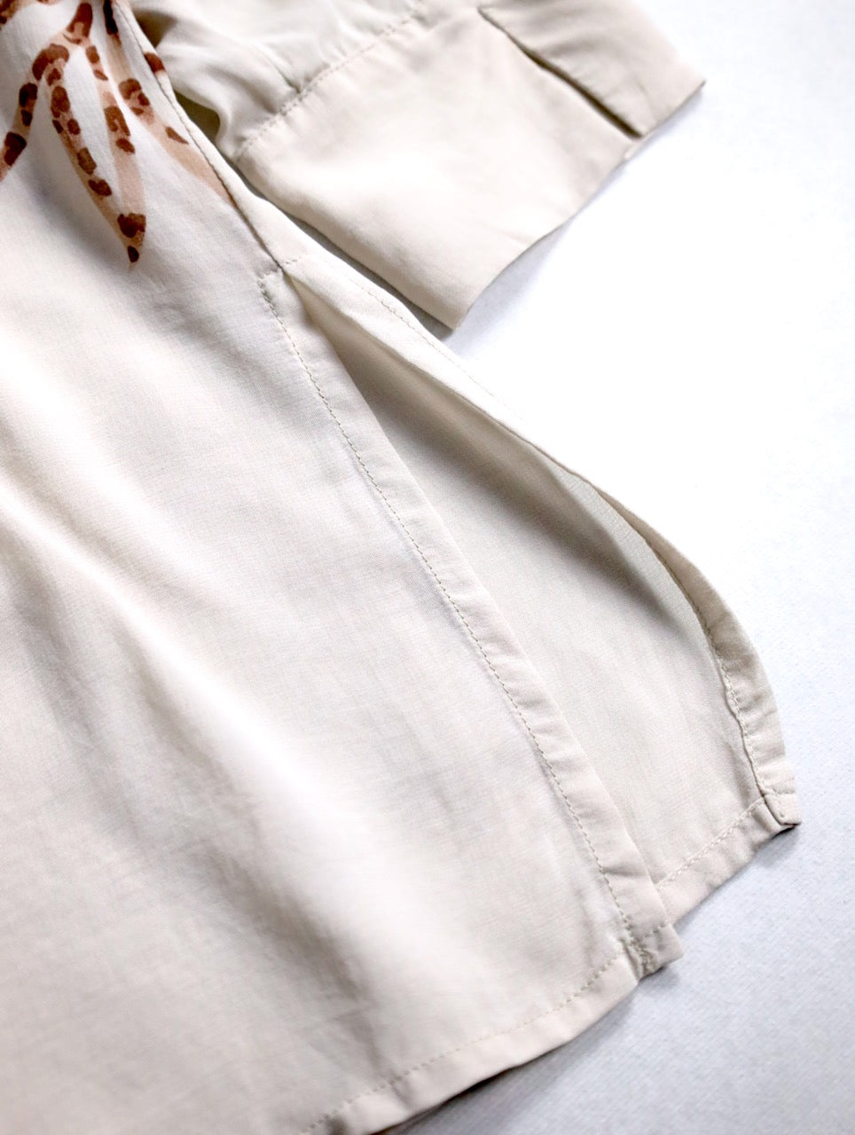 90-00s viscose botanical pattern shirt beige-brown