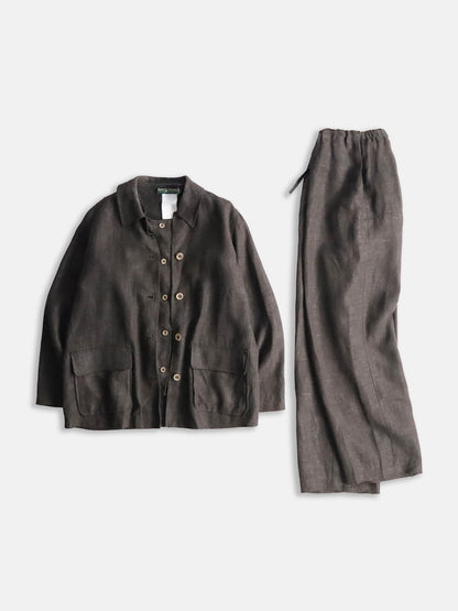 3piece linen setup brown