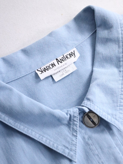 dolman sleeve cotton shirt jacket usa lightblue
