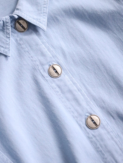 dolman sleeve cotton shirt jacket usa lightblue