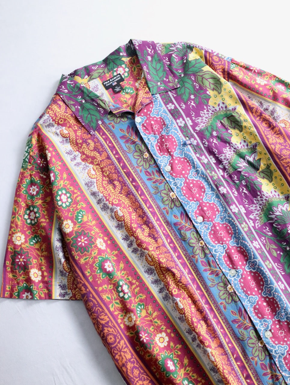 90-00s POLO JEANS botanical pattern open collar shirt multi