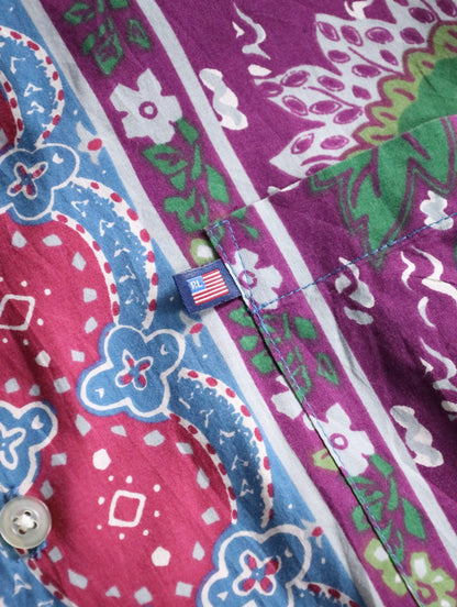 90-00s POLO JEANS botanical pattern open collar shirt multi