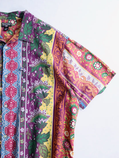 90-00s POLO JEANS botanical pattern open collar shirt multi