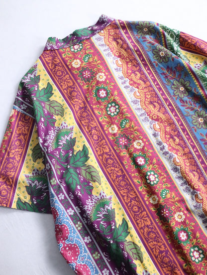 90-00s POLO JEANS botanical pattern open collar shirt multi