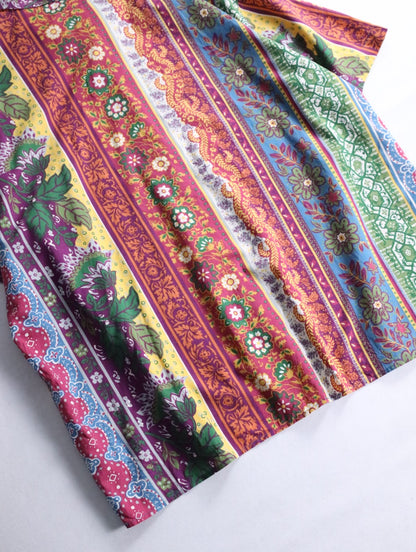 90-00s POLO JEANS botanical pattern open collar shirt multi