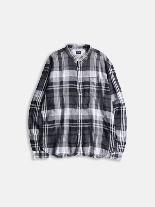 Paul Smith linen check shirt black-gray-white
