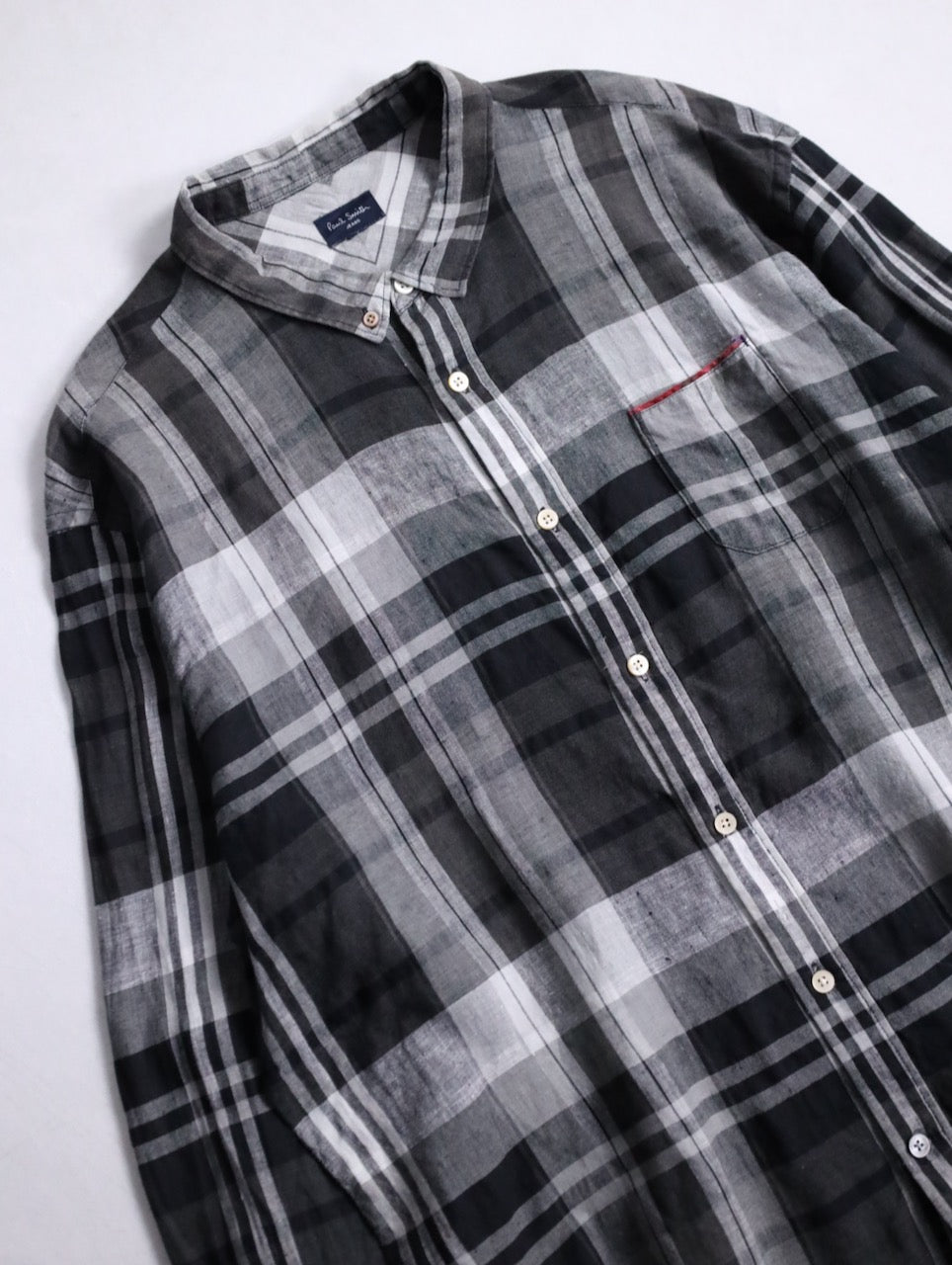Paul Smith linen check shirt black-gray-white