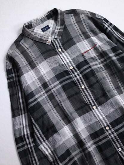 Paul Smith linen check shirt black-gray-white