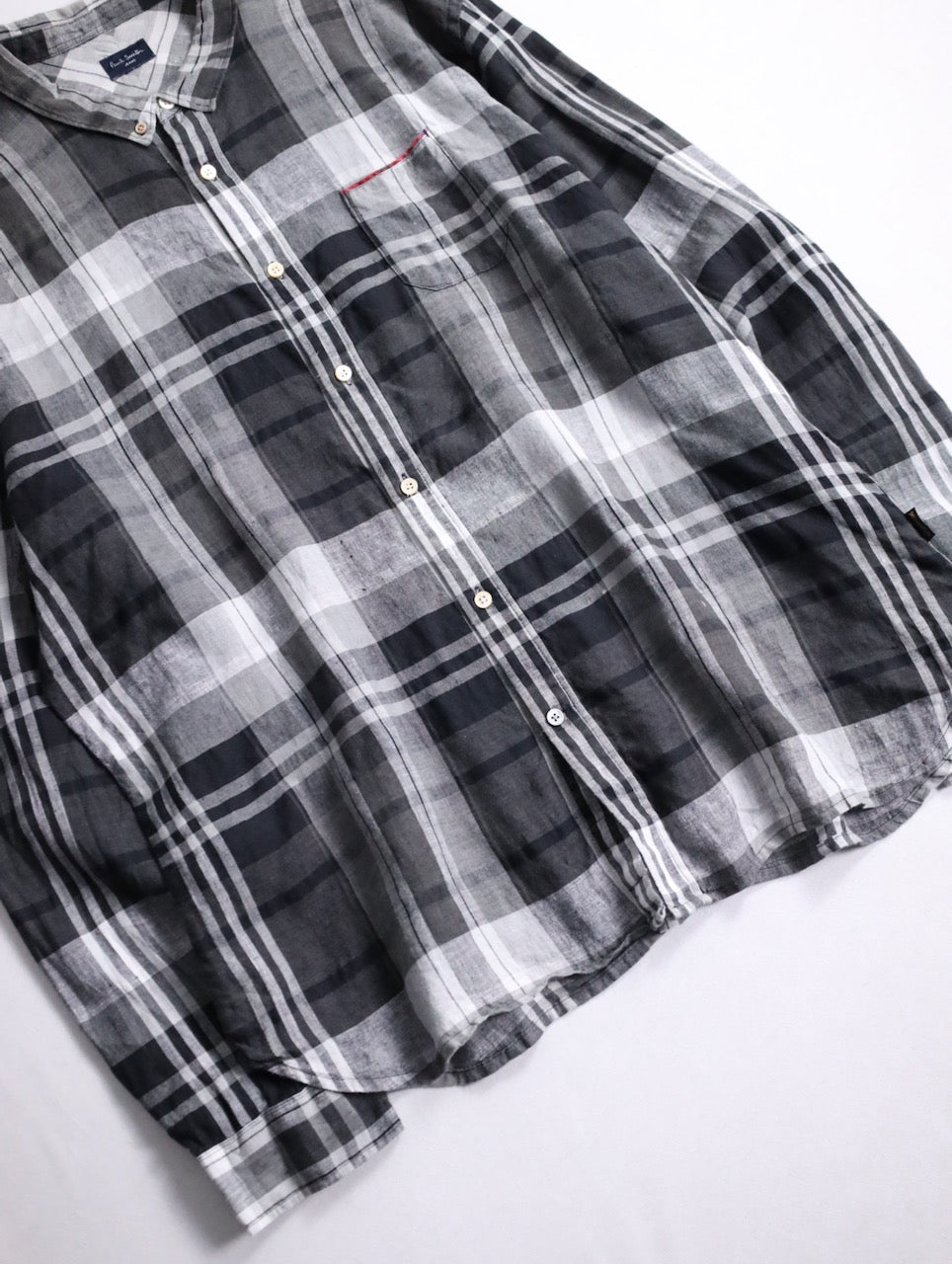 Paul Smith linen check shirt black-gray-white