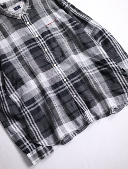 Paul Smith linen check shirt black-gray-white