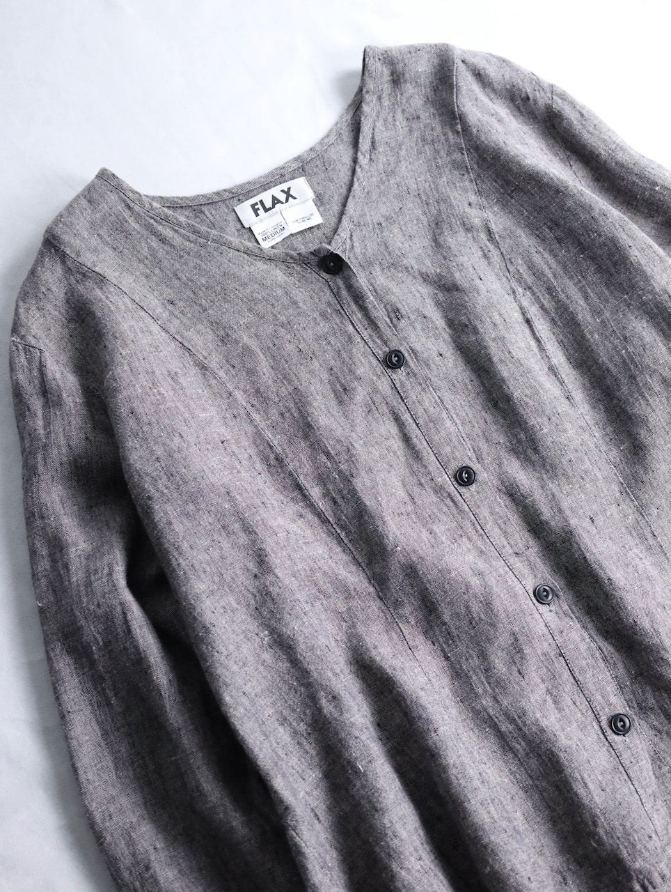 FLAX linen nocollar shirt gray