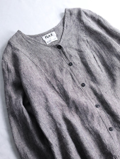 FLAX linen nocollar shirt gray
