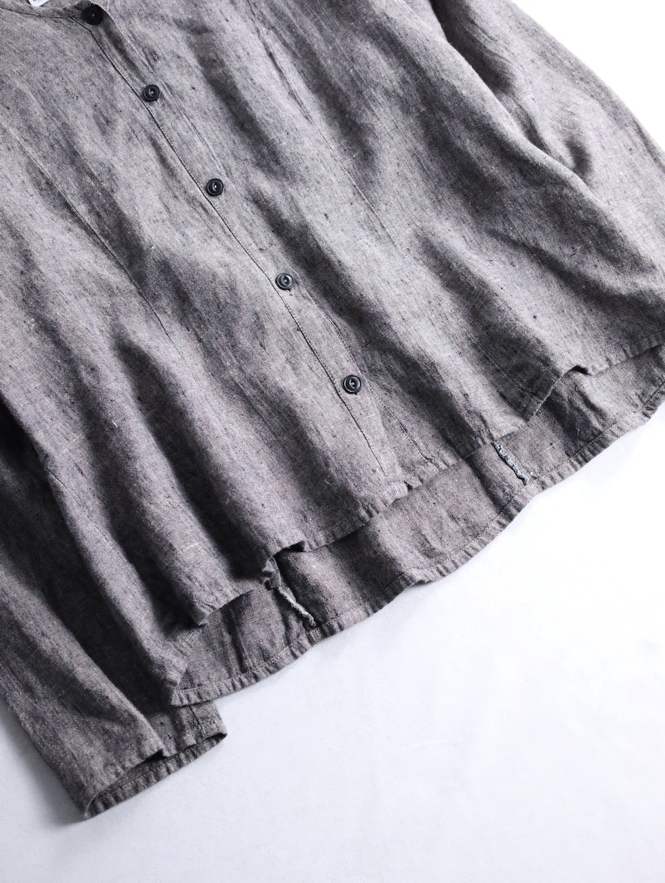 FLAX linen nocollar shirt gray