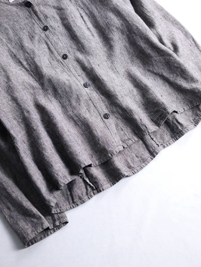 FLAX linen nocollar shirt gray