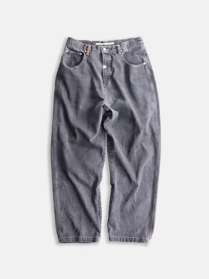 90-00s buggy denim pants black