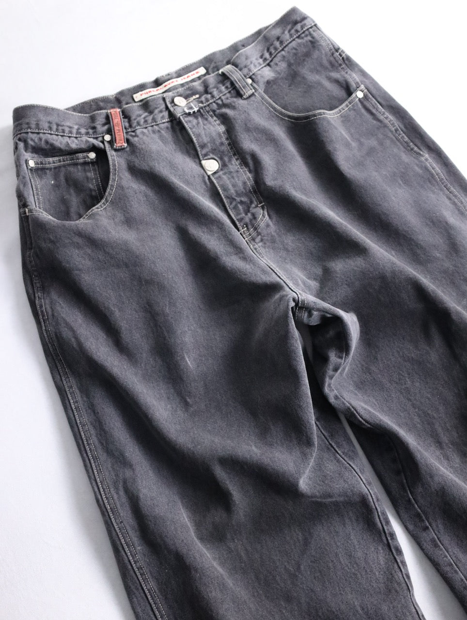 90-00s buggy denim pants black