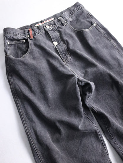 90-00s buggy denim pants black