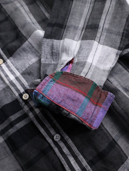 Paul Smith linen check shirt black-gray-white