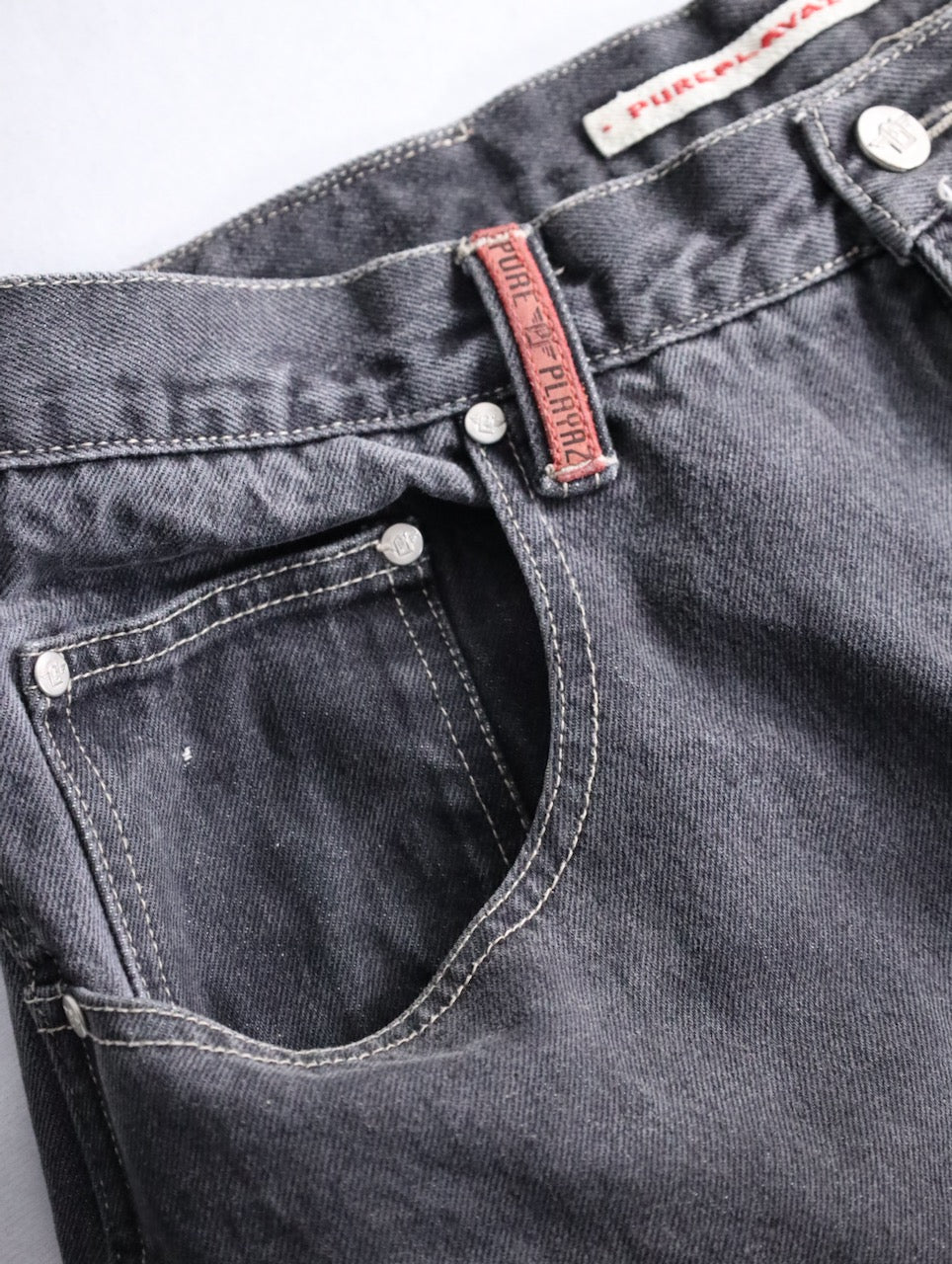 90-00s buggy denim pants black