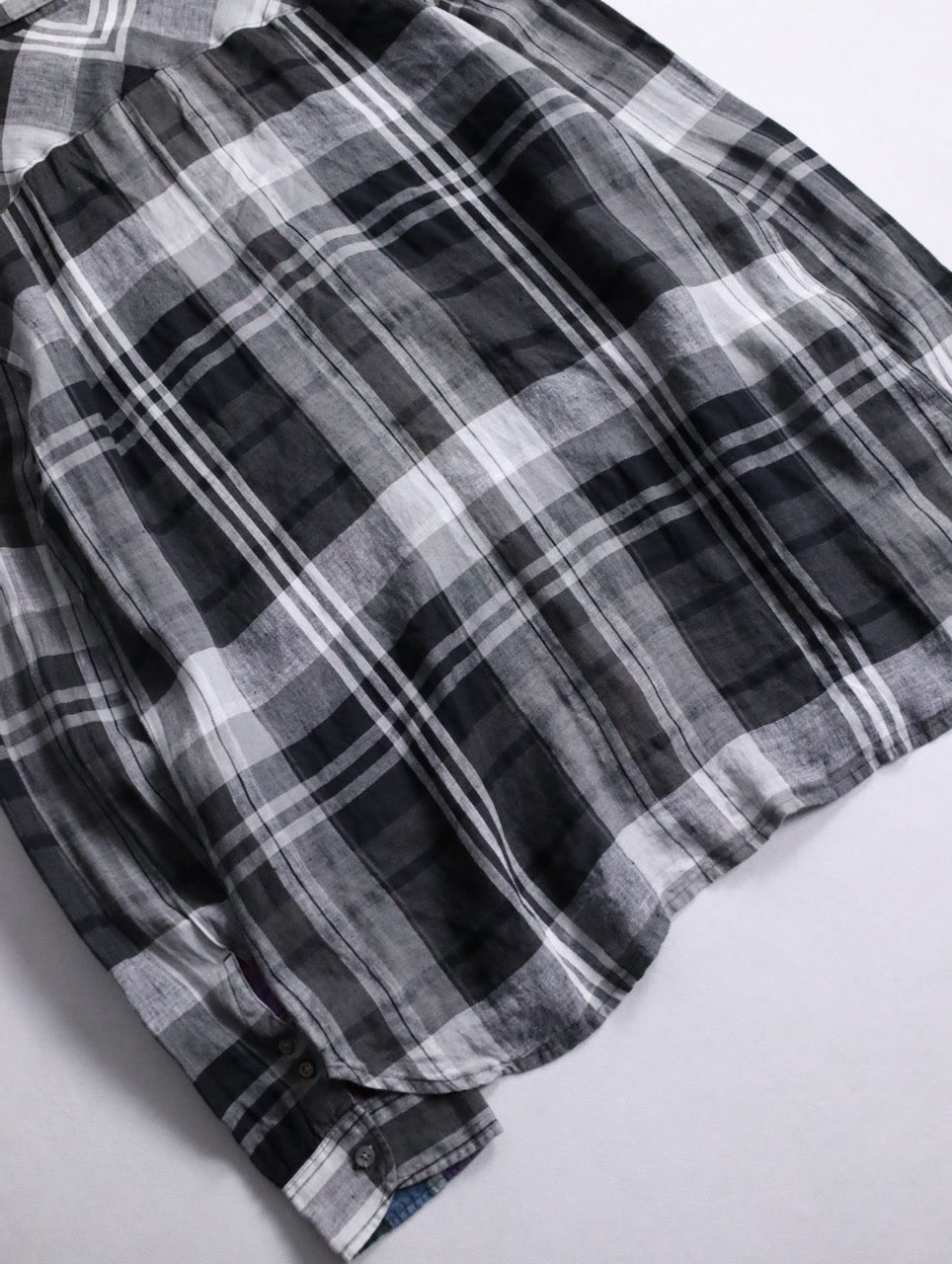 Paul Smith linen check shirt black-gray-white