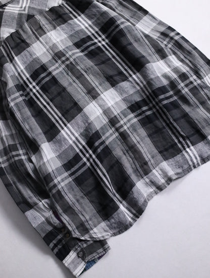 Paul Smith linen check shirt black-gray-white
