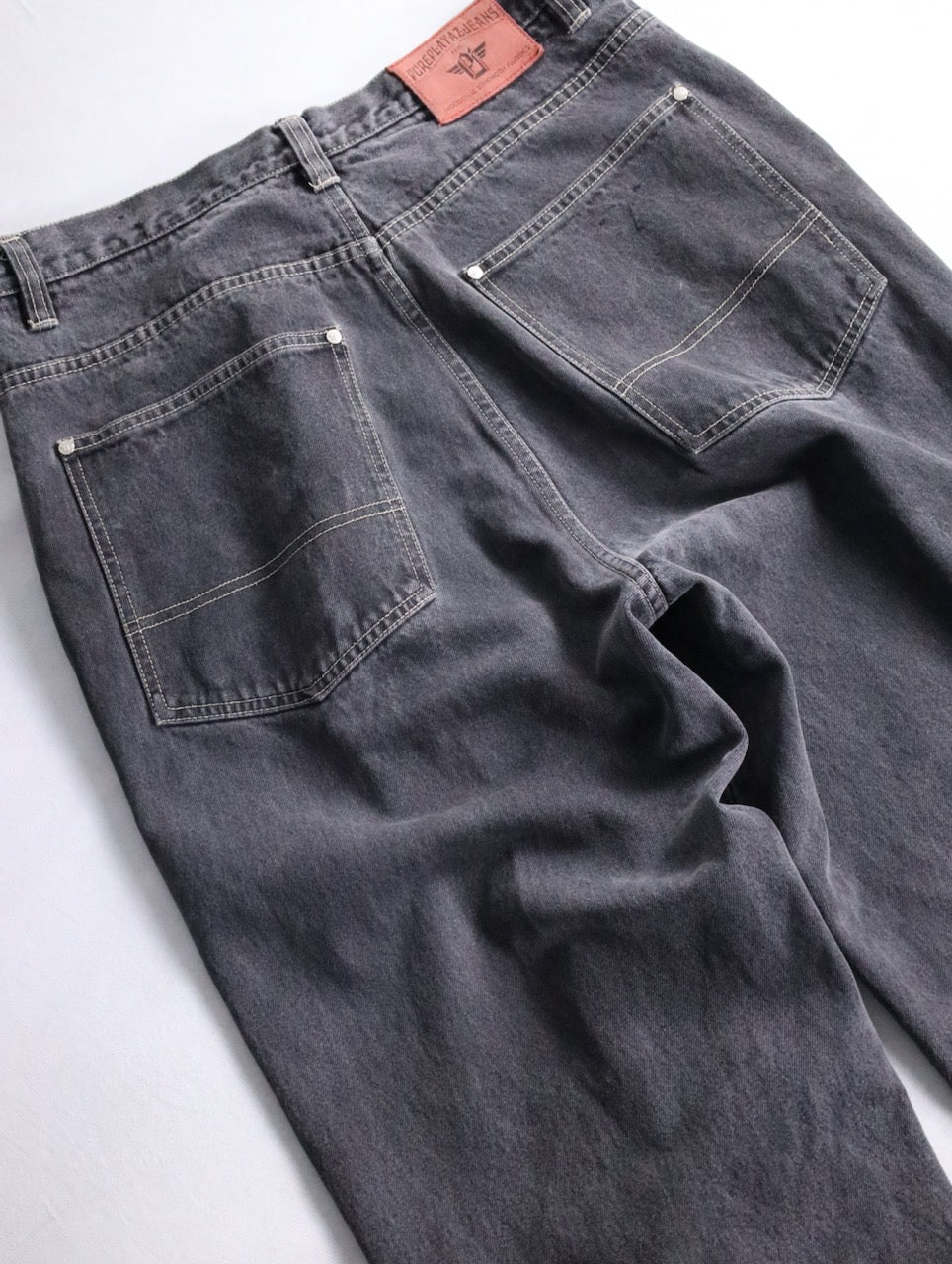 90-00s buggy denim pants black