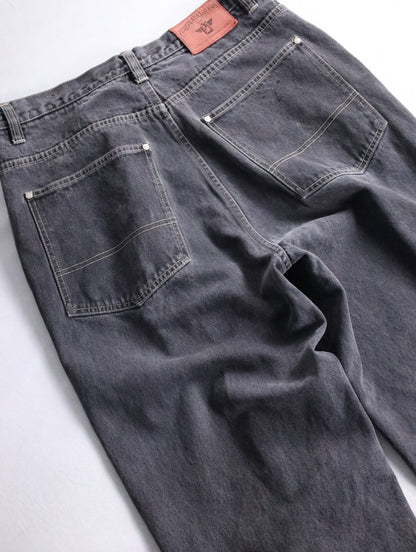 90-00s buggy denim pants black