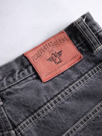 90-00s buggy denim pants black
