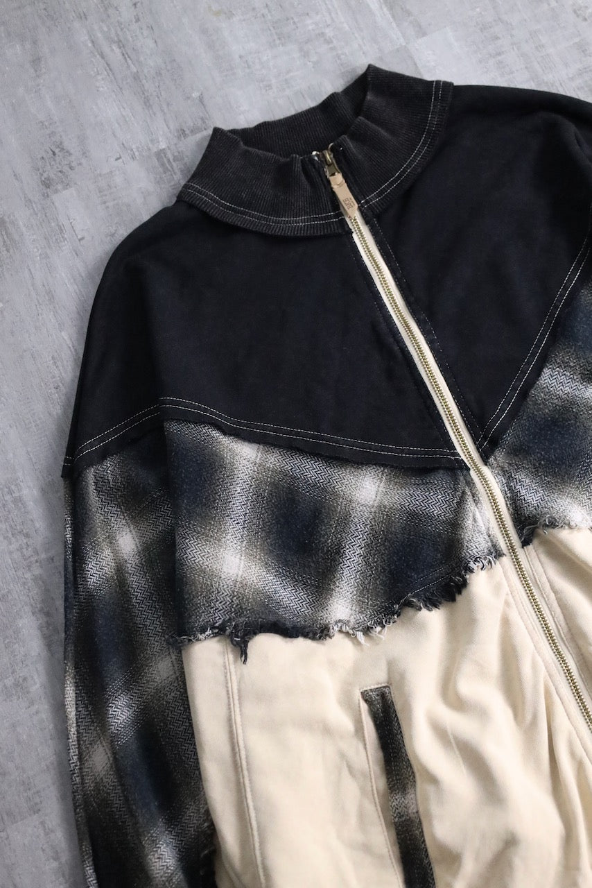 ombre textile switch over zip jacket black-white