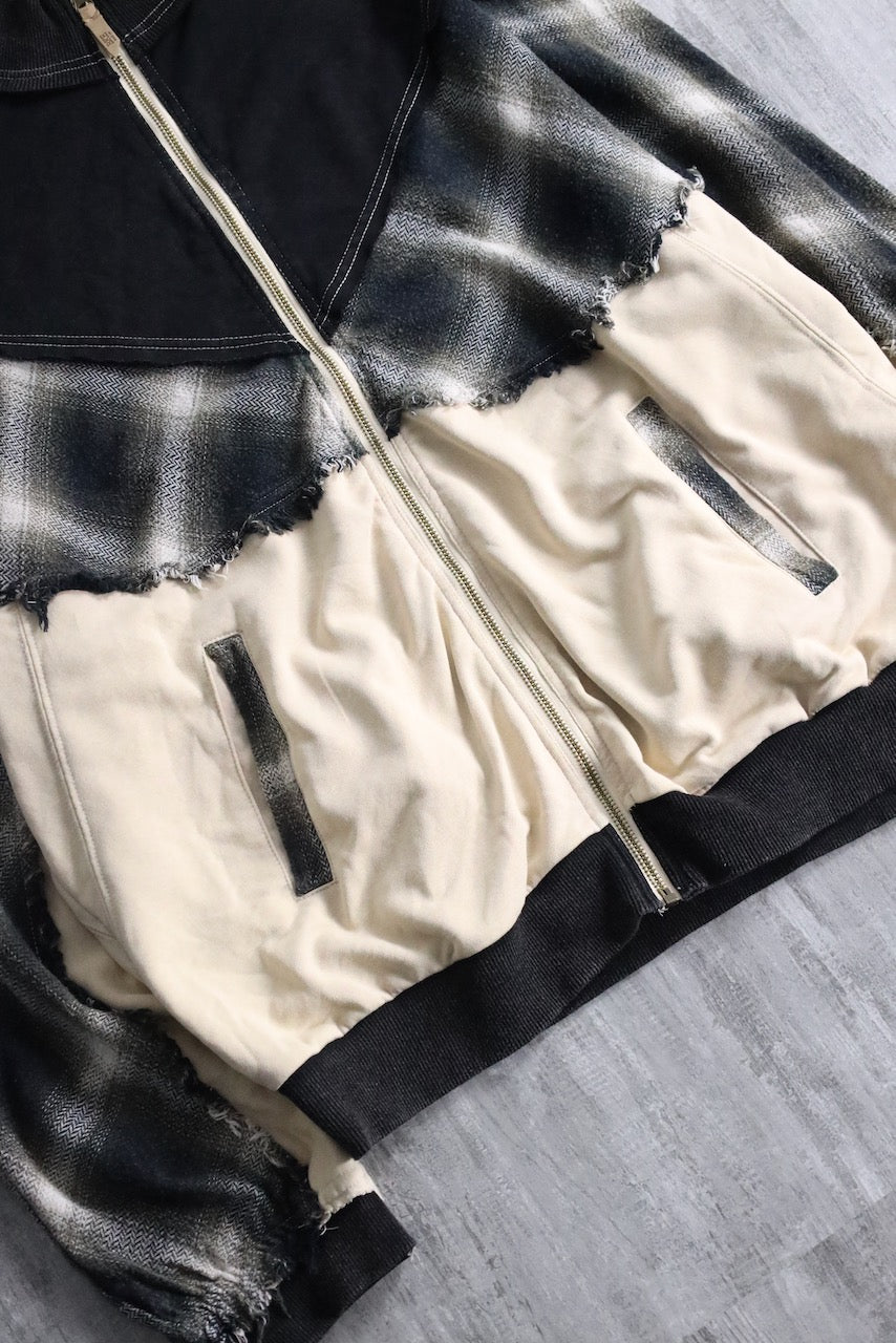 ombre textile switch over zip jacket black-white