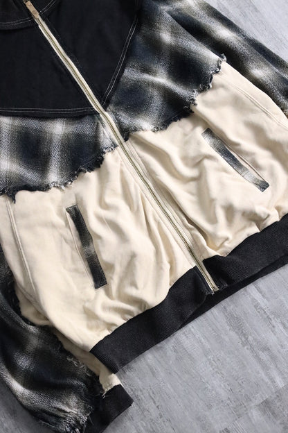 ombre textile switch over zip jacket black-white