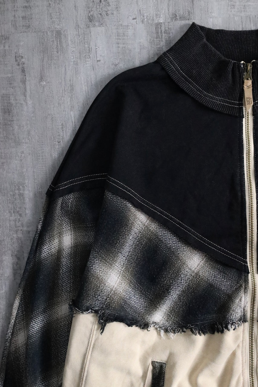 ombre textile switch over zip jacket black-white