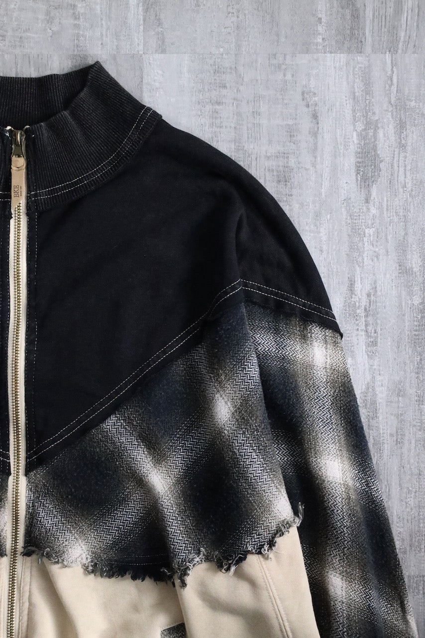 ombre textile switch over zip jacket black-white